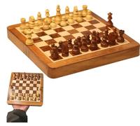 BCBESTCHESS Small Size, Travel Magnetic Chess Set For Kids and Adults Handcrafted Magnetic Wooden Folding Chess Board Set With Extra Queens & Storage For Chessmen (7 X7 Inches)