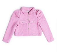 BCBG Girls Tweed Puff Sleeve Jacket in Pink-4 Years