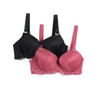 BCBGMAXAZRIA Women's Luxe Lace 2-Pack Push Up Bra, Dry Rose, 38C