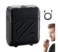 Bccnerty Shaver, Portable 360° Rotary Dual Ring Electric Shaver for Men, Mini Dual-Head Electric Shaver, Waterproof Wet Dry Rechargeable Pocket Size Shaver for Home, Travel (Black)