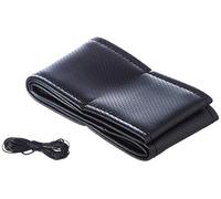 BCCORONA Black Stitched Steering Wheel Cover for Car, Black Finish, Simil Leather, Universal