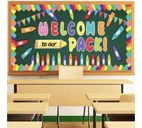 BCCSNNM 79Pcs Back to School Bulletin Board Set - Welcome to Our Pack Crayon Classroom Decor for First Day of School,Name Tags,Labels,Door Signs & Border Trims