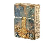 bcdef Metal Portable flip-top Kerosene Lighter, Windproof Soft Flame Lighter, Old-Fashioned Grinding Wheel Ignition, Suitable for Indoor and Outdoor use (Fuel not Included)(Metallic1)