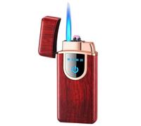 bcdef Smart touch-sensitive butane lighter, flip-top metal windproof jet flame, adjustable high-power, reusable gas-filled portable lighter for camping campfires (fuel not included) Red(Red)