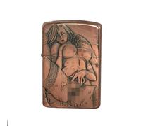 bcdef Windproof soft flame old-fashioned kerosene lighter, sexy woman relief craft, classic flip-top refillable fuel lighters, suitable for men's gifts, outdoor travel (kerosene not included)(Brass)