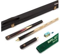 BCE Heritage Sapele Mahogany ¾ Cut Snooker Cue- 145cm- 9.5mm tip with 15cm Extension & Hard Case + Accessory Pack Including ROS Elk tips, Triangle chalk and Riley Cue Towel.