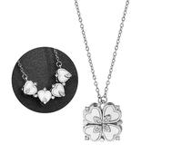 Bcenoilua Four Leaf Clover Necklace for Women Heart Shaped Pendant Necklaces 2 in 1 Magnetic Folding Necklace for Day Valentines Gift Mum Girlfriend