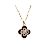 Bcenoilua Necklace for Women Four Leaf Clover in Floral Shaped Design White Cubic Zirconia Jewelry Pendant Rotatable Lovely Gifts for Her Mum Wife Girlfriend HS