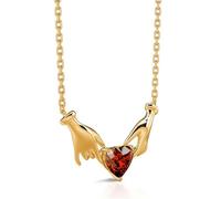Bcenoilua Necklaces for Women Gesture Heart Pendant With Red Crystal Mother's Day for Mum Grandma from Daughter Son Perfect Christmas Mothers Day Birthday Gift JS