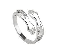 Bcenoilua Sterling Silver Hug Rings for Women Adjustable Embrace Open Ring Romantic Love Engraved Words Couple Ring Women & Men's Jewelry Ring Valentine's Day Mothers Day Birthday Gifts