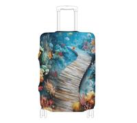 BCFHRGT 3d Creative Floor Painting Ocean Underwater Elastic luggage case protective cover travel accessory Fit 18-32 Inch Luggage, 3D creative floor painting ocean underwater, S 18-20 in, Classic