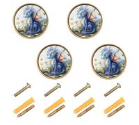 BCFHRGT 4 Pack Kitchen Cabinet Knobs and Handles Funny Dragon A River Boho Dresser Knobs Gold for Cupboards 1.26"(32mm)