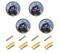 BCFHRGT 4 Pack Knobs for Dresser Cartoon Gorilla Royal Blue Vintage Cabinet Knobs for Door and Drawer 1.26 Inch (32mm)