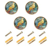 BCFHRGT 4 Pack Round Cabinet Pulls Mighty Quail A River Dresser Drawer Pulls for Kitchen 1.26 Inch (32mm)