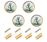 BCFHRGT 4PCS Cabinet Door Knobs Funny Dragon A River Modern Knobs for Cupboards 1.26 Inch