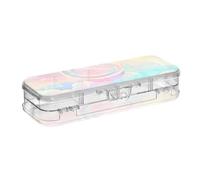 BCFHRGT A Pastel Rainbow Sky Designed Clear Pencil Box Plastic Double Layer Pencil Container For Stationery With Snap And Lid