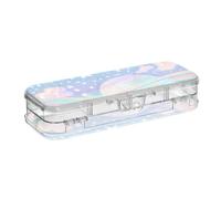 BCFHRGT A Pastel Rainbow Sky Designed Clear Pencils Box Double Deck Pens Cases For Stationery Supplies With Snap And Lid
