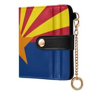 BCFHRGT Arizona State Flag Az Blue Red Unique Ladies PU Leather Bifold Wallet PU Leather Card Wallet for Women Girls