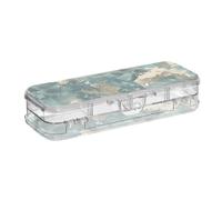 BCFHRGT Army Camouflage Teal Camouflage Designed Plastic Box For Pencils Double Deck Crayon Containers For School With Snap-Tight Lid