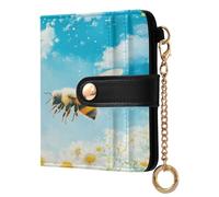 BCFHRGT Bee Daisy Hi Summer Convenient Ladies Classic Foldable Wallet PU Leather Card Wallet for Woman Girl