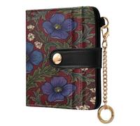 BCFHRGT Bhutan Blue Poppy William Morris Pattern Cute Ladies PU Leather Bifold Wallet Everyday PU Leather Wallet for Girls Women Ladies
