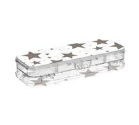 BCFHRGT Black and White Illustration Design Stars Brown Designed Clear Pencil Plastic Box Double-Deck Pens Case Transparent Hard For Art Supplies With Lid