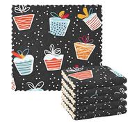 BCFHRGT Black Starry Summer Cup Cakes essentials towels for drying dishes terry cloth kitchen dish towels dry toallas para salon de belleza 11x11in set of 6