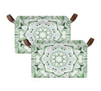 BCFHRGT Boho Christmas Tree Snowflake Mandala Closet Organizers and Storage with Handles 2 Pack Organizer Bins for Books, Towels, and Clothes