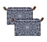BCFHRGT Boho White Black Snowflake Mandala Merry Christmas Large Closet Storage Organizers with Handles 2 Pack Cube Organizer for Bedroom, Office, Closet, Clothes
