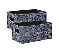 BCFHRGT Boho White Black Snowflake Mandala Merry Christmas Large Fabric Storage Baskets 2 Pack Organizing Closet Shelf for Bedroom, Living Room, Home Organization