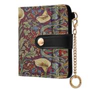 BCFHRGT Calla Lily Red Blue William Morris Pattern Fancy Ladies Slim Foldable Wallet PU Leather Wallet With Card Slots for Girls Women Ladies