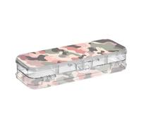 BCFHRGT Camouflage Red Green Designed Clear Plastic Pencil Box Double Layer Pens Storage Case For Kids With Lid