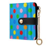 BCFHRGT Cartoon Colorful Polka Dot Blue Convenient Women's Folding Wallet With Card Slots Premium PU Leather Wallet for Men Women Travel