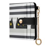BCFHRGT Cartoon Cute Black Cat Stripes Cute Women's Folding Wallet With Card Slots PU Leather Bifold Wallet for Girls Women Ladies