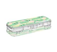BCFHRGT Cartoon Cute Crocodile Green Designed Plastic Box For Pencils Double Layer Hard Pens Case For Craft Art With Snap Lid