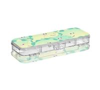 BCFHRGT Cartoon Cute Dinosaur Green Designed Plastic Box For Pencils Double Deck Pens Cases For School With Lid