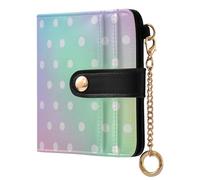 BCFHRGT Cartoon Rainbow Polka Dot Portable Ladies Cute Foldable Wallet PU Leather Wallet With Card Slots for Women