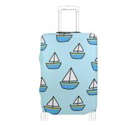 BCFHRGT Cartoon Ship Boat Blue Elastic luggage case cover travel accessory Fit 18-32 Inch Luggage, Cartoon ship boat blue, M 22-24 in, Classic