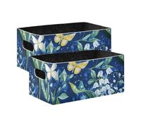 BCFHRGT Chic Lily Of The Valley Blue Large Closet Storage Organizers 2 Pack Foldable Bin for Closet Cloth Gift