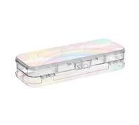 BCFHRGT Cloud Rainbow Colorful Designed Plastic Pencils Box Clear Double Layer Pens Storage Case For Kids With Snap And Lid
