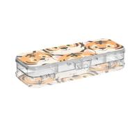 BCFHRGT Cute Cartoon Tigers Orange Designed Clear Pencils Box Double Deck Transparent Hard Pens Case For Craft Art With Snap And Lid