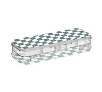 BCFHRGT Dark Green and White Checkered Plaid Designed Clear Pencils Box 2 Layer Storage Pens Case For Craft Art With Snap Lid
