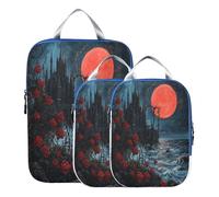 BCFHRGT Foldable 3 Set Packing Travel Bags Polyester Bags For Clothes Travel, Gothic Vampire Castle 3 Set