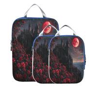 BCFHRGT Foldable 3 Set Packing Travel Bags Polyester Clothing Closet Storage, Gothic Vampire Castle 3 Set