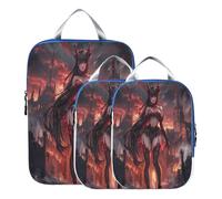 BCFHRGT Foldable 3 Set Travel Packing Cubes For Suitcases Polyester Closet Organizer, Anime Style Demonic Beauties Dark Castle 3 Set