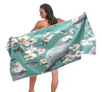 BCFHRGT Funny African Grey Parrot Turquoise Big Beach Towels 31" x 70" Soft & Absorbent Beach Towels Oversized Better Homes for Pool, Swim, and Hot Tub