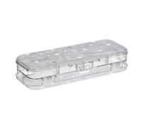 BCFHRGT Grey Marble Background with White Stars Designed Clear Pencil Box Double Deck Pencil Container For School With Lid