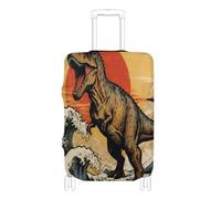 BCFHRGT Japanese Ocean Sea Wave Dinosaur Elastic carry on luggage protector cover travel accessories Fit 18-32 Inch Luggage, Japanese Ocean Sea wave dinosaur, S 18-20 in, Classic