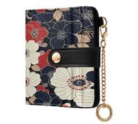 BCFHRGT Japanese Style Floral Unique Women's Folding Wallet For Women Minimalist PU Leather Wallet for Women