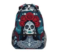 BCFHRGT La Catrina Dia De Los Muertos Mexican Flower kid backpack with chest clip bookbags for 6th grade school boys girls mochila para ni?as